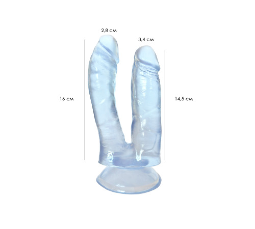 Гелевый двойной фаллоимитатор, цвет голубой