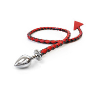 Плеть-хвост Succubus Art of Sex с металлической анальной пробкой M, черный/красный