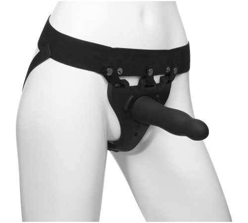 Страпон унісекс Doc Johnson Body Extensions – Be Aroused, вібрація, пульт керування, порожня насадка