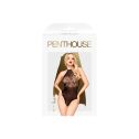 Боди Penthouse Blooming Era S/L Black, имитация гипюрового страплесса, открытые плечи