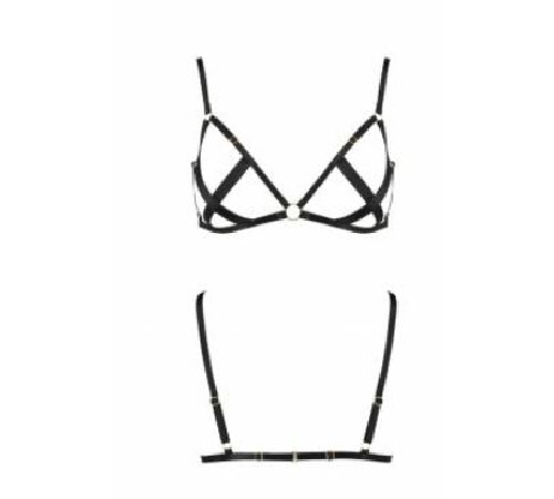 Открытый бюстгальтер-стрепы NICKY BRA black L/XL - Passion Exclusive