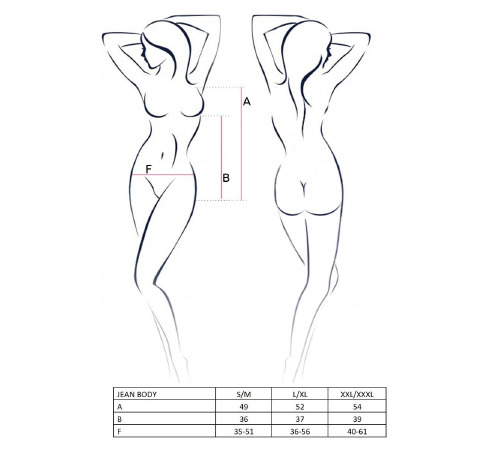 Боді монокіні під латекс JEAN BODY black L/XL - Passion