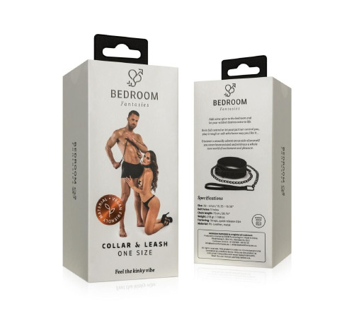 Ошейник с поводком Bedroom Fantasies: Faux Leather Collar & Chain