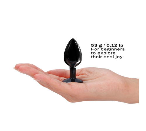 Металлическая анальная пробка с кристаллом Dorcel Diamond Plug Black S