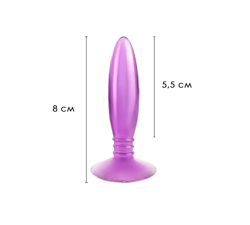 Гелевая анальная пробка на присоске Пуля, Сиреневый