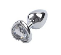 Анальная пробка Silver Metal Heart Diamond, S