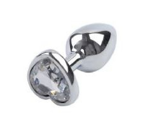 Анальна пробка Silver Metal Heart Diamond, S