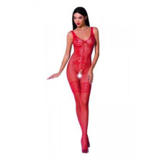 Бодистокинг Passion BS069 red, комбинезон, имитация чулок и боди
