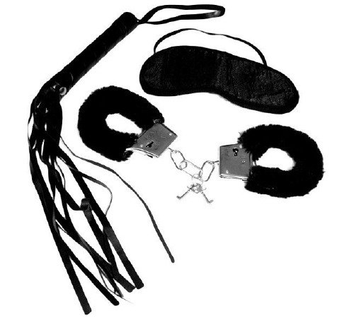 Набор для начинающих Sex and Mischief - Intro to S&M Kit Black (наручники, маска, флоггер)