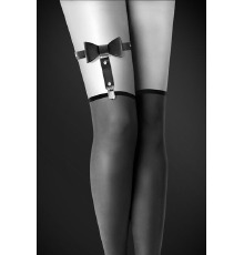 Гартер на ногу Bijoux Pour Toi - WITH BOW Black, сексуальная подвязка с бантиком, экокожа