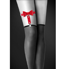 Гартер на ногу Bijoux Pour Toi - WITH BOW Red, сексуальная подвязка с бантиком, экокожа