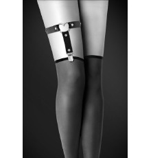 Гартер на ногу Bijoux Pour Toi - WITH HEART Black, сексуальная подвязка с сердечком, экокожа