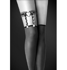 Гартер на ногу Bijoux Pour Toi - WITH HEART AND SPIKES Black, сексуальная подвязка с сердечком