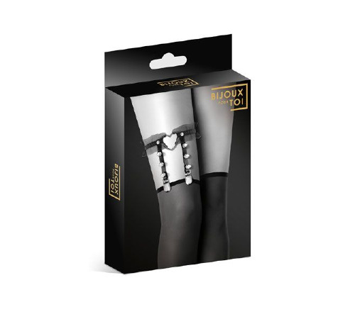 Гартер на ногу Bijoux Pour Toi - WITH HEART AND SPIKES Black, сексуальная подвязка с сердечком