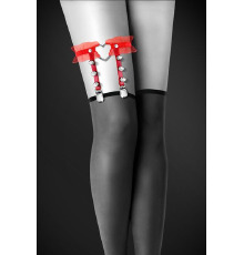 Гартер на ногу Bijoux Pour Toi - WITH HEART AND SPIKES Red, сексуальная подвязка с сердечком