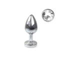 Металева анальна пробка S з прозорим кристалом, довжина 7см, діаметр 2,8см