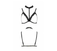 Бюстгальтер-стрепы с чокером SHELLY BRA black S/M - Passion Exclusive