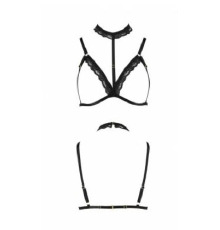 Бюстгальтер-стрепы с чокером SHELLY BRA black S/M - Passion Exclusive