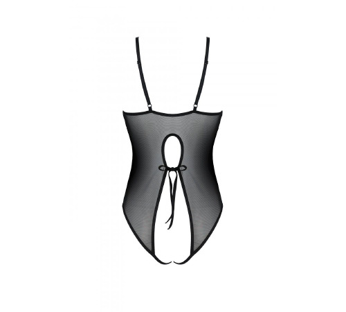 Боди Passion Ursula Body black L/XL, с ажурным декором и открытым шагом