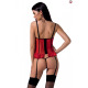 Корсет с открытой грудью CHERRY CORSET red XXL/3XL -Passion Exclusive, трусики, пажи, стрэпы, оборки