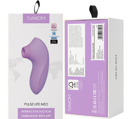 Вакуумный стимулятор Svakom Pulse Lite Neo Lavender, управляется со смартфона