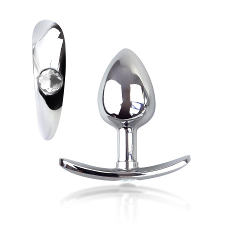 Металева анальна пробка для довготривалого носіння з прозорим кристалом S, Діаметр 2,5, Довжина 6,5