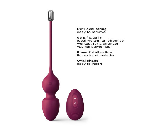 Вагинальные шарики Dorcel LOVE BALLS PLUM, вибрации и движения внутреннего шарика, пульт ДУ