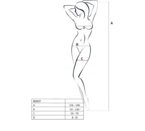 Бодистокинг Passion BS057 red, комбинезон, имитация чулок и пояса