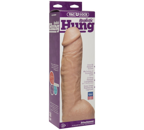 Фалоімітатор Doc Johnson Realistic Hung - Vanilla, Vac-U-Lock, діаметр 7 см