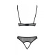 Комплект: бралет з ажурним ліфом та відкритими трусиками Christa Set with Open Bra black L/XL — Passion