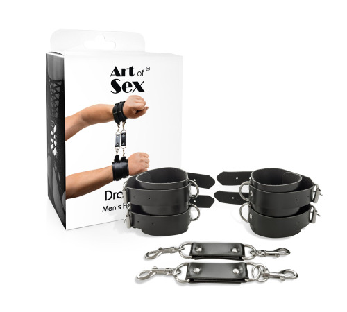 Наручники мужские Art of Sex - Handcuffs Dragons man из эко кожи, Черный