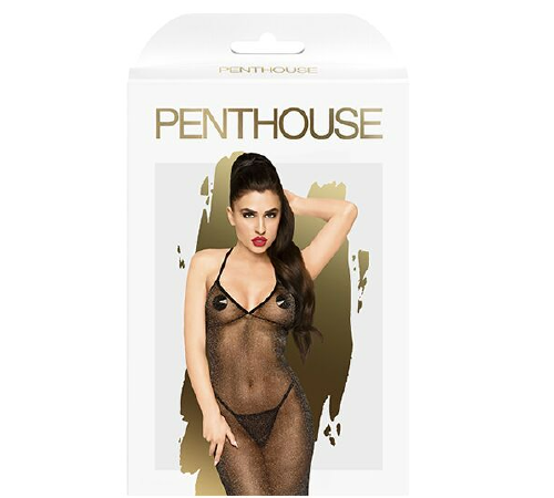 Платье в пол с люрексовой ниткой и стрингами Penthouse - Love on Fire Black M/L