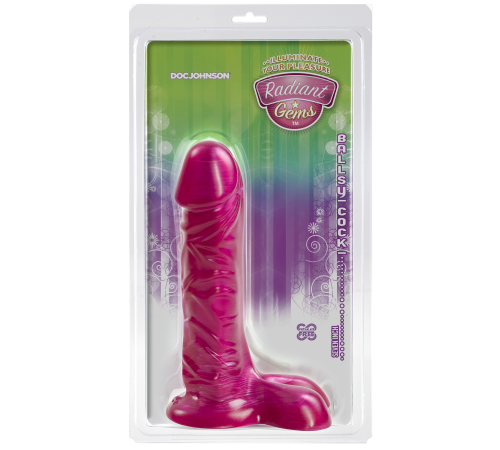 Фаллоимитатор Doc Johnson Radiant Gems 7 Inch Ballsy Fuchsia, диаметр 4,3см, антибактериальный ПВХ