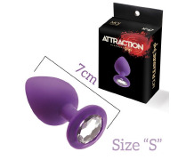 Анальная пробка с кристаллом MAI Attraction Toys №47 Purple, длина 7см, диаметр 2,8см