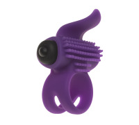 Ерекційне віброкільце Adrien Lastic Bullet Lastic Ring з язичком і щіточкою для стимуляції клітора