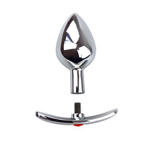 Металева анальна пробка для довготривалого носіння з Фіолетовим кристалом S, Діаметр 2,5, Довжина 6,5