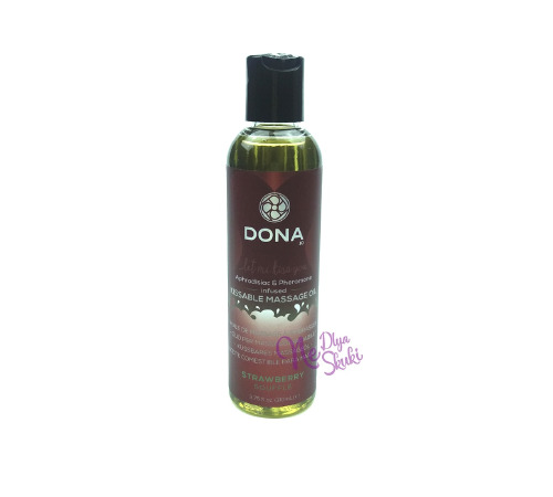 Масажна олія DONA Kissable Massage Oil Strawberry Souffle (110 мл) можна для оральних пестощів
