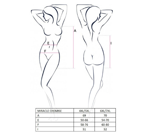 Сорочка с глубоким декольте MIRACLE CHEMISE white 6XL/7XL - Passion, трусики