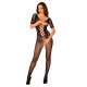 Сетчатый бодистокинг с цветочным рисунком Obsessive Bodystocking F238 S/M/L, black, с доступом