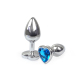 Металева анальна пробка Серце S з Блакитним кристалом, довжина 7см, діаметр 2,8см