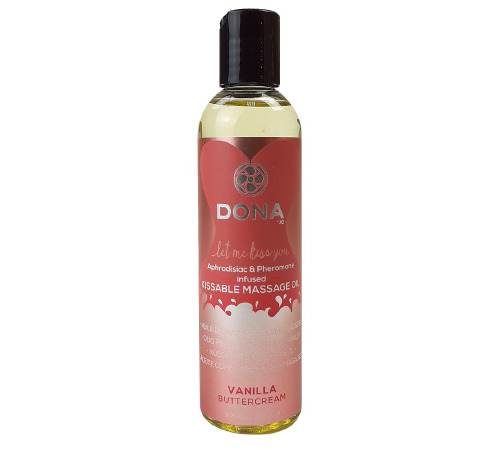 Масажна олія DONA Kissable Massage Oil Vanilla Buttercream (110 мл) можна для оральних пестощів
