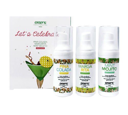 Набор разогревающих массажных масел EXSENS Lets Celebrate (3х30 мл): Пина Колада, Мохито и Маргарита