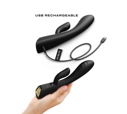 Вибратор-кролик с подогревом Dorcel FLEXI RABBIT BLACK, гибкий ствол