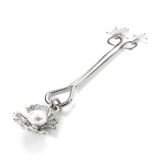 Зажим для клитора жемчужина с ракушкой и кристалами Art of Sex - Margie clit clamp, Серебро