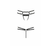 Трусики-стринги из стреп с кружевом Lorry Thong black XXL/XXXL — Passion Exclusive