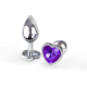 Металлическая анальная пробка Сердце S с Фиолетовым кристаллом , длина 7см, диаметр 2,8см