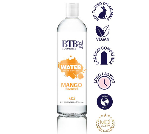 Змазка на водній основі BTB FLAVORED MANGO з ароматом манго (250 мл)