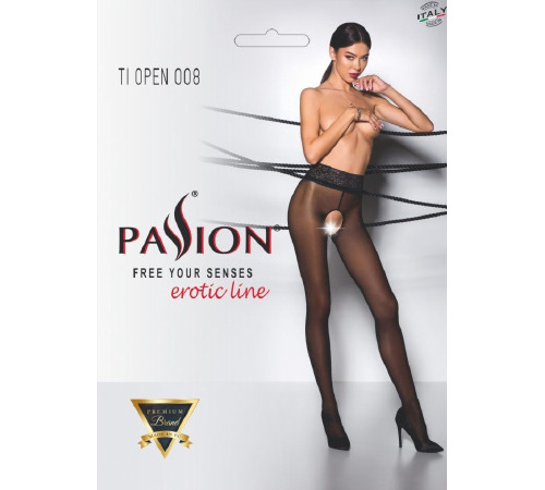 Еротичні колготки TIOPEN 008 nero 1/2 (30 den) - Passion, з вирізом