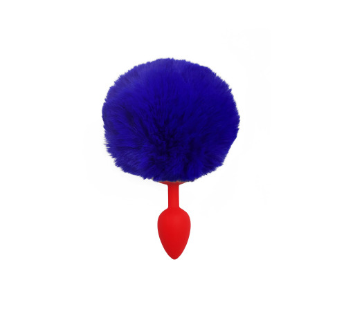 Силіконова анальна пробка S Червона з Синім хвостиком