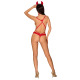 Еротичний костюм чортика зі стреп Obsessive Evilia teddy red S/M, боді, чокер, накладки на соски, об